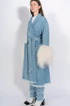 Marques ' Almeida DRESSING GOWN COAT WITH SHEARLING CUFFS-Women Denim|Outerwear
