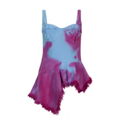 Marques ' Almeida DRILL TIE DYE PEPLUM CORSET TOP-Women Tops|Tops