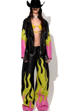 Marques ' Almeida FLAMES BIKER JACKET-Women Outerwear|Outerwear