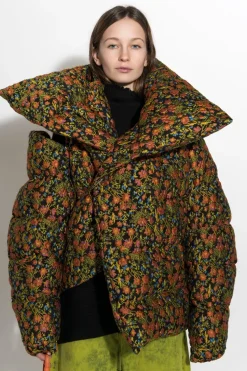 Marques ' Almeida FLORAL BROCADE M'A PUFFER JACKET-Women Outerwear