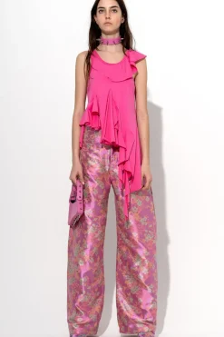 Marques ' Almeida FLOWER BROCADE BOYFRIEND TROUSERS-Women Bottoms|Bottoms