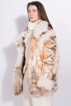 Marques ' Almeida FOILED SHEARLING OVERSIZED JACKET-Women Outerwear