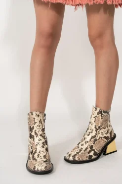 Marques ' Almeida GOLD M'A HEEL SNAKE BOOTS IN BROWN- Shoes