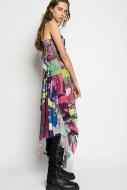 Marques ' Almeida GRAFFITI PRINT MESH CORSET DRESS-Women Dresses|Dresses