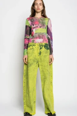 Marques ' Almeida GRAFFITI PRINT MESH TOP-Women Tops|Tops