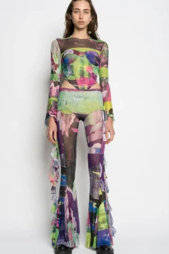 Marques ' Almeida GRAFFITI PRINT MESH TROUSERS-Women Bottoms|Bottoms