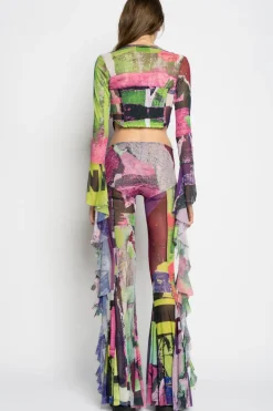Marques ' Almeida GRAFFITI PRINT MESH TROUSERS-Women Bottoms|Bottoms
