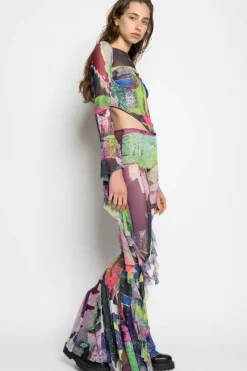 Marques ' Almeida GRAFFITI PRINT MESH TROUSERS-Women Bottoms|Bottoms