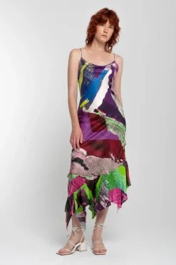 Marques ' Almeida GRAFFITI PRINT STRAP DRESS WITH PEPLUM-Women Dresses|Dresses