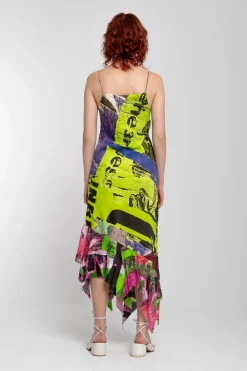 Marques ' Almeida GRAFFITI PRINT STRAP DRESS WITH PEPLUM-Women Dresses|Dresses