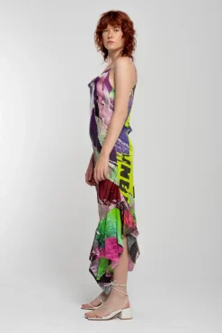 Marques ' Almeida GRAFFITI PRINT STRAP DRESS WITH PEPLUM-Women Dresses|Dresses
