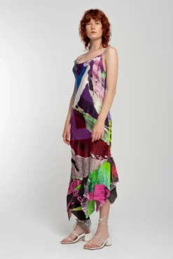 Marques ' Almeida GRAFFITI PRINT STRAP DRESS WITH PEPLUM-Women Dresses|Dresses