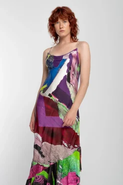Marques ' Almeida GRAFFITI PRINT STRAP DRESS WITH PEPLUM-Women Dresses|Dresses