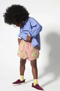 Marques ' Almeida GREEN AND PINK SWIMWEAR LOOSE SHORTS-Kids Swimwear|Bottoms