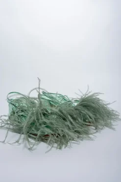 Marques ' Almeida GREEN FEATHER STRAPPY SANDAL- Shoes