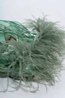 Marques ' Almeida GREEN FEATHER STRAPPY SANDAL- Shoes