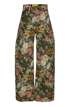 Marques ' Almeida GREEN FLORAL BROCADE BOYFRIEND TROUSERS-Women Bottoms|Bottoms