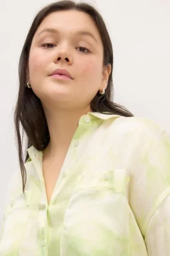 Marques ' Almeida GREEN TIE-DYE SATIN SHIRT-Women Tops|M'a X Everlane