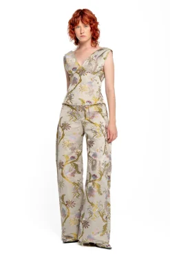Marques ' Almeida SATIN BROCADE BOYFRIEND TROUSERS-Women Bottoms