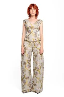 Marques ' Almeida SATIN BROCADE OFF SHOULDER FITTED TOP-Women Tops