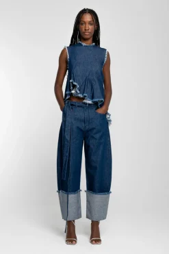 Marques ' Almeida ROLL UP TROUSERS WITH BELTS-Women Bottoms|Denim