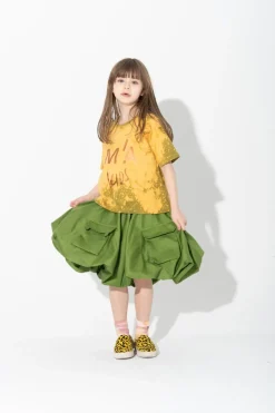 Marques ' Almeida KHAKI AND ORANGE SPLATTERED LOGO T-SHIRT-Kids Jersey|Tops