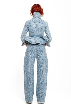 Marques ' Almeida LIGHT BLUE FITTED JACKET WITH EMBELLISHMENT BELT-Women Denim|Outerwear