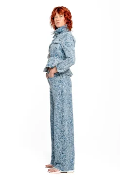 Marques ' Almeida LIGHT BLUE FITTED JACKET WITH EMBELLISHMENT BELT-Women Denim|Outerwear