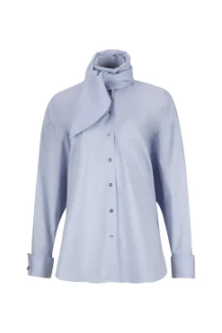 Marques ' Almeida LIGHT BLUE LOOSE FIT TIE SHIRT-Women Tops