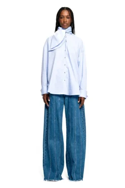 Marques ' Almeida LIGHT BLUE LOOSE FIT TIE SHIRT-Women Tops