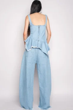 Marques ' Almeida LIGHT BLUE PATCH POCKET BOYFRIEND TROUSERS-Women Denim|Bottoms