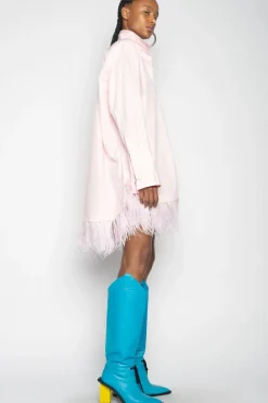 Marques ' Almeida LIGHT PINK FEATHER HEM SHIRT DRESS-Women Dresses|Dresses