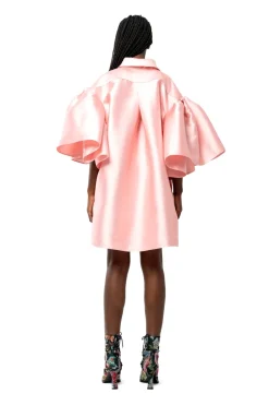 Marques ' Almeida LIGHT PINK MIKADO OVERSIZED SHIRT WITH PLEATED SLEEVES-Women Tops