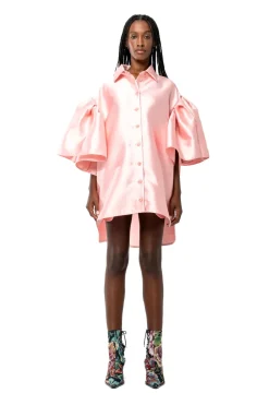 Marques ' Almeida LIGHT PINK MIKADO OVERSIZED SHIRT WITH PLEATED SLEEVES-Women Tops