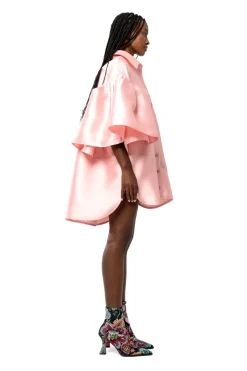 Marques ' Almeida LIGHT PINK MIKADO OVERSIZED SHIRT WITH PLEATED SLEEVES-Women Tops