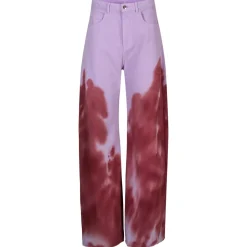 Marques ' Almeida LILAC AND BURGUNDY TIE DYE BOYFRIEND TROUSERS-Women Bottoms|Denim