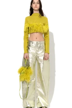Marques ' Almeida CROPPED FEATHER TOP-Women Tops|Tops
