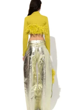 Marques ' Almeida CROPPED FEATHER TOP-Women Tops|Tops