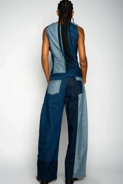 Marques ' Almeida MIXED DENIM BOYFRIEND TROUSERS-Women Denim|Bottoms