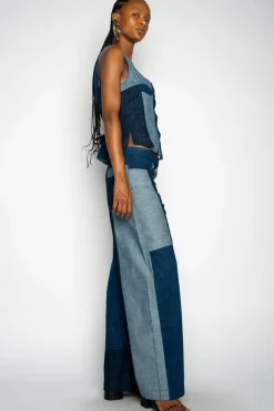 Marques ' Almeida MIXED DENIM BOYFRIEND TROUSERS-Women Denim|Bottoms