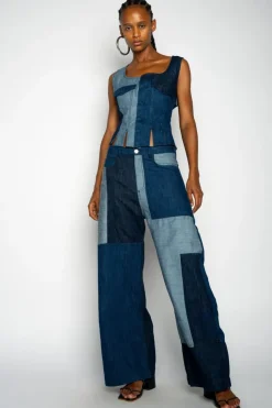 Marques ' Almeida MIXED DENIM BOYFRIEND TROUSERS-Women Denim|Bottoms