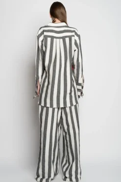 Marques ' Almeida MIXED STRIPES LINEN WRAP SHIRT-Women Tops|Tops