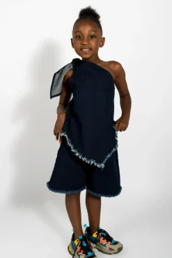 Marques ' Almeida DENIM ONE SHOULDER KNOT TOP-Kids Tops