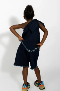 Marques ' Almeida DENIM ONE SHOULDER KNOT TOP-Kids Tops