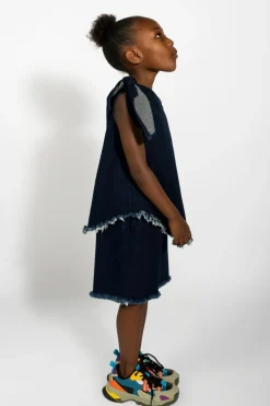Marques ' Almeida DENIM ONE SHOULDER KNOT TOP-Kids Tops