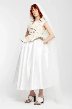 Marques ' Almeida CINCHED OPEN NECK LEATHER BIKER VEST- Bridal