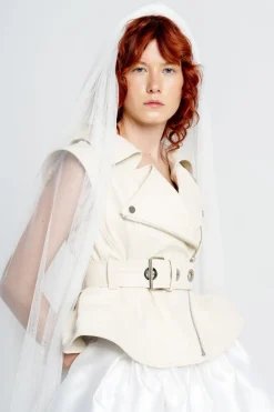 Marques ' Almeida CINCHED OPEN NECK LEATHER BIKER VEST- Bridal