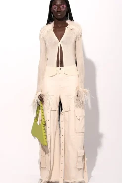 Marques ' Almeida VISCOSE KNITTED TOP WITH FEATHERS-Women Tops|Knitwear