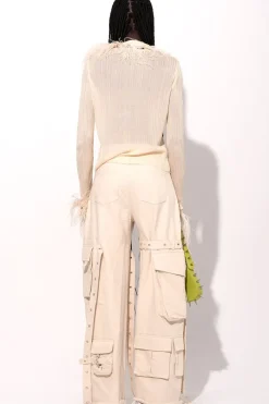 Marques ' Almeida VISCOSE KNITTED TOP WITH FEATHERS-Women Tops|Knitwear