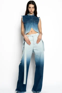 Marques ' Almeida OMBRE DENIM PUSHED-BACK VEST-Women Tops|Denim